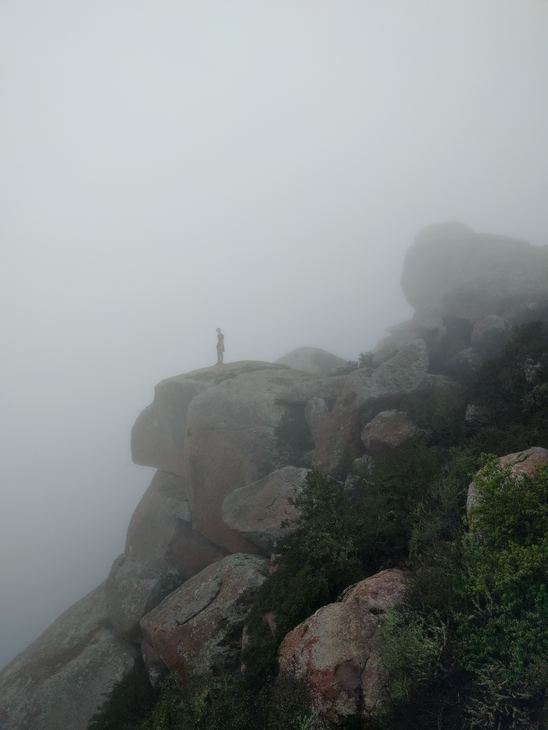 Man alone in the fog