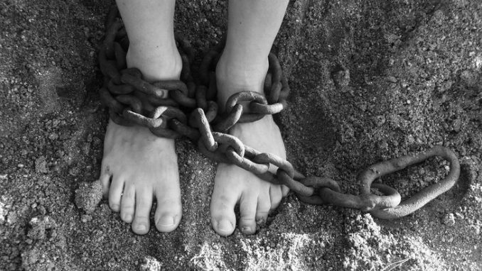 Feet chained